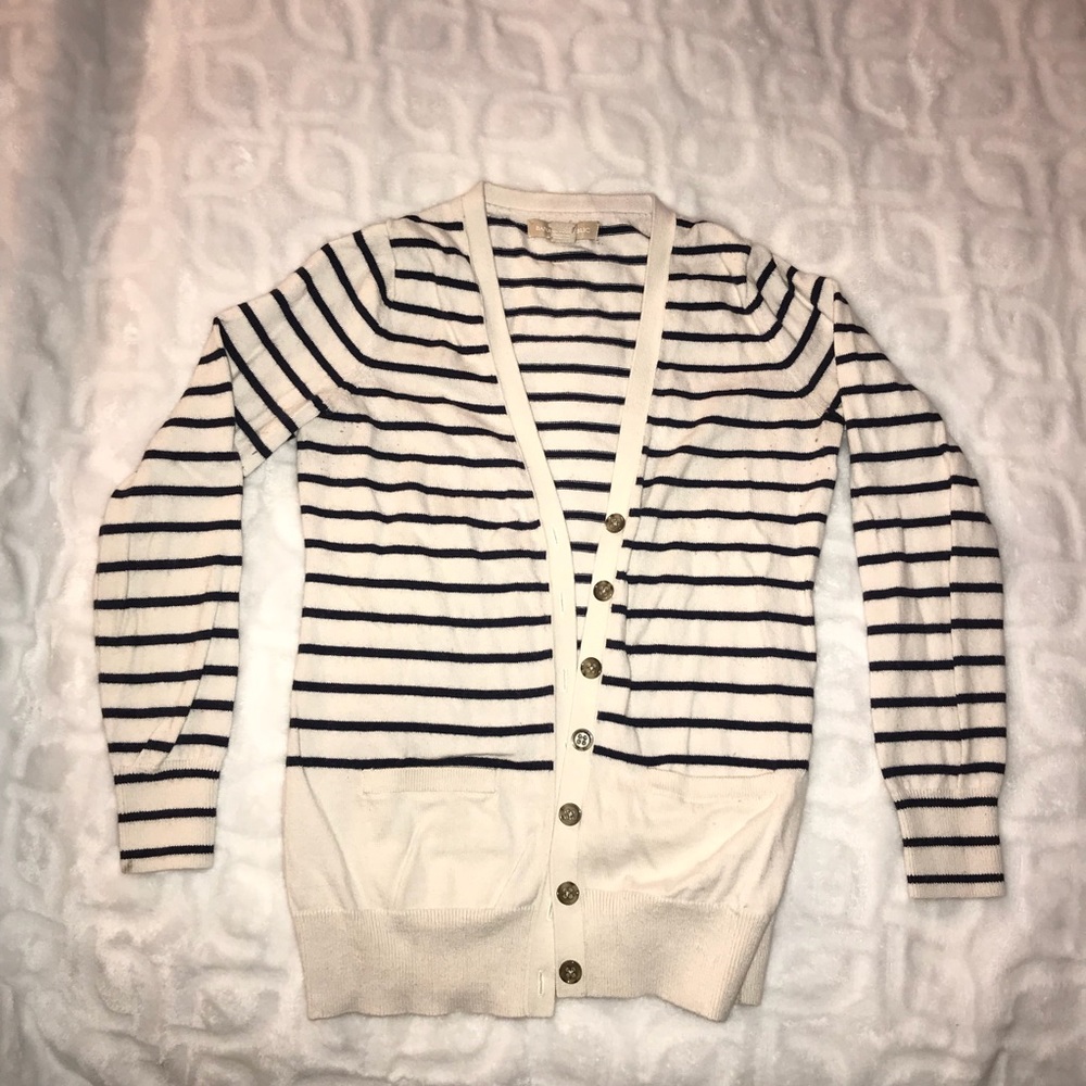 Navy and white stripe cardigan